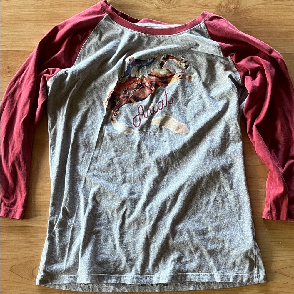 Ariat womens Red and Gray Long Sleeve Tee